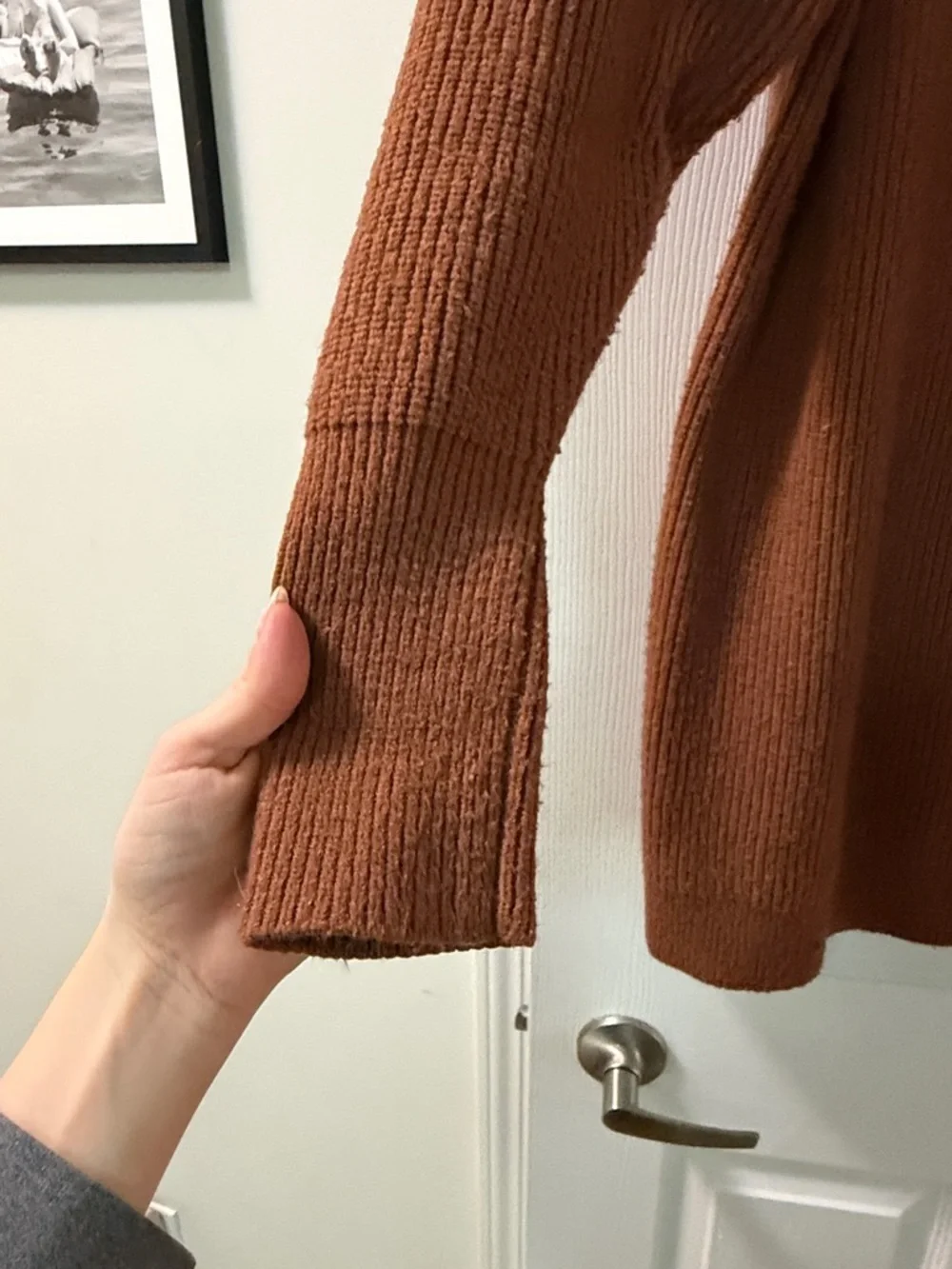 Zara Burnt Orange Ribbed Pullover Sweater Dress - Picture 4 of 5